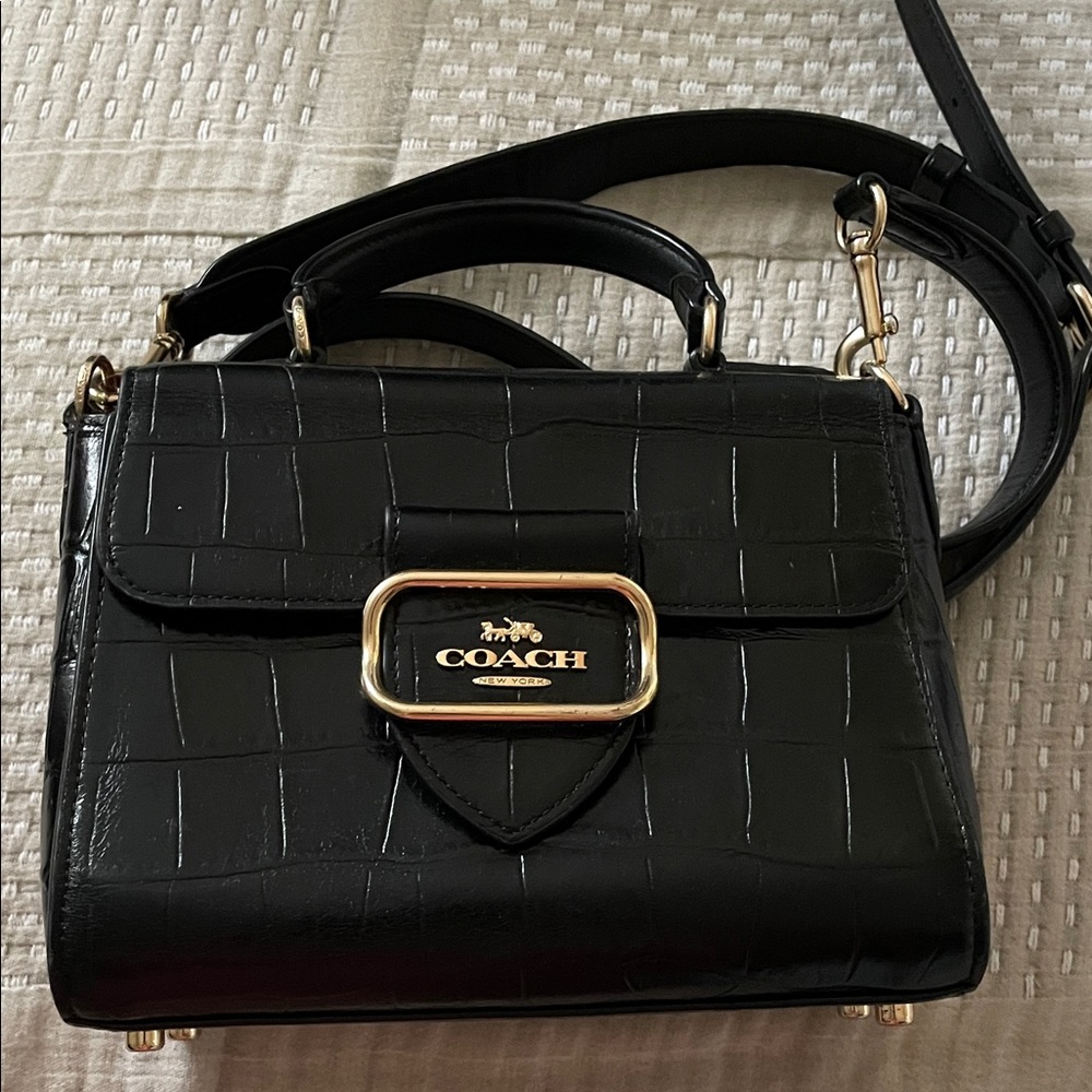 Coach Black Croc-Embossed Crossbody Bag